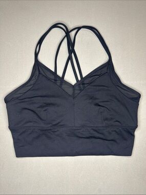 ALO Yoga Bra Black Strappy V-Neck mesh Bralette - L